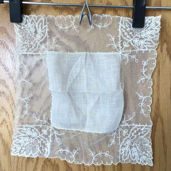 Accessories - Vintage Lace Trimmed Handkerchief